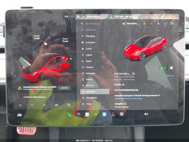 44351511 :رقم المزاد ، 5YJ3E1EB9NF258735 vin ، 2022 Tesla Model 3 Long Range Dual Motor All-wheel Drive مزاد بيع
