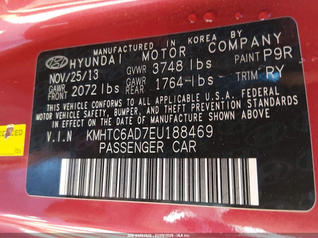 KMHTC6AD7EU188469 Hyundai Veloster Base W/gray