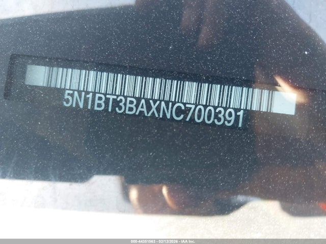 44351563 :رقم المزاد ، 5N1BT3BAXNC700391 vin ، 2022 Nissan Rogue Sv Fwd مزاد بيع
