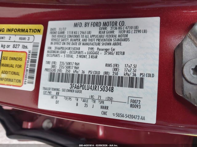 Ford Fusion Hybrid Se 2018 3FA6P0LU4JR150348 Image 9