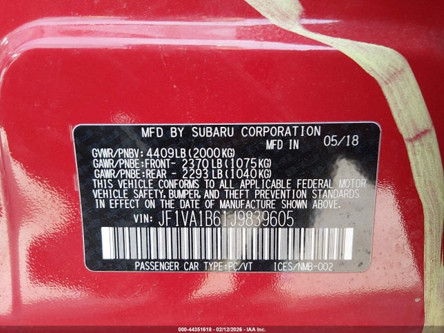 JF1VA1B61J9839605 Subaru Wrx Premium