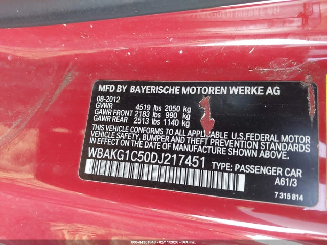 Aukcja sprzedaży 2013 Bmw 335is, vin: WBAKG1C50DJ217451, numer aukcji: 44351640