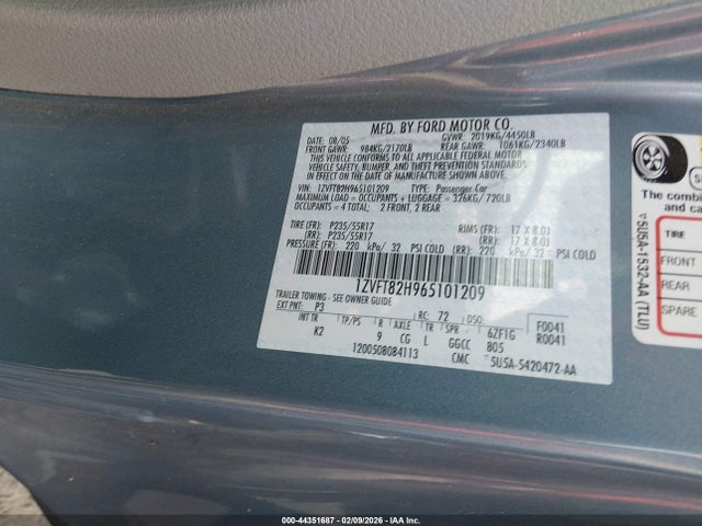 2006 FORD MUSTANG 1ZVFT82H965101209 Photo 8