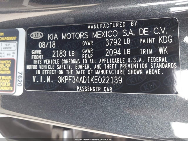 2019 KIA FORTE 3KPF34AD1KE022139 Photo 8