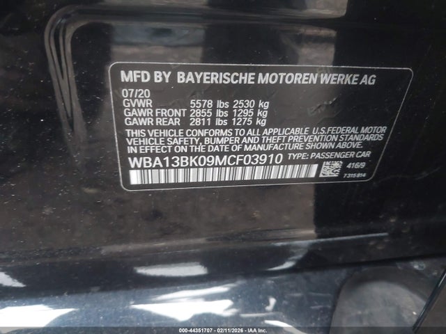 2021 Bmw M550i Xdrive მანქანა იყიდება აუქციონზე, vin: WBA13BK09MCF03910, აუქციონის ნომერი: 44351707