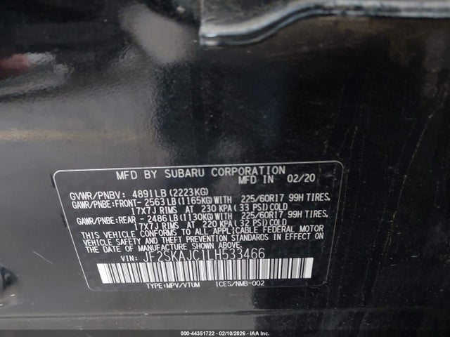 JF2SKAJC1LH533466 Subaru Forester Premium