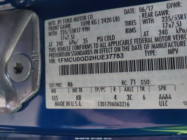 2017 FORD ESCAPE 1FMCU0GD2HUE37783 Photo 8