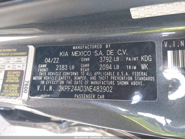 KIA FORTE FE 2022 3KPF24AD3NE483902 Image 9
