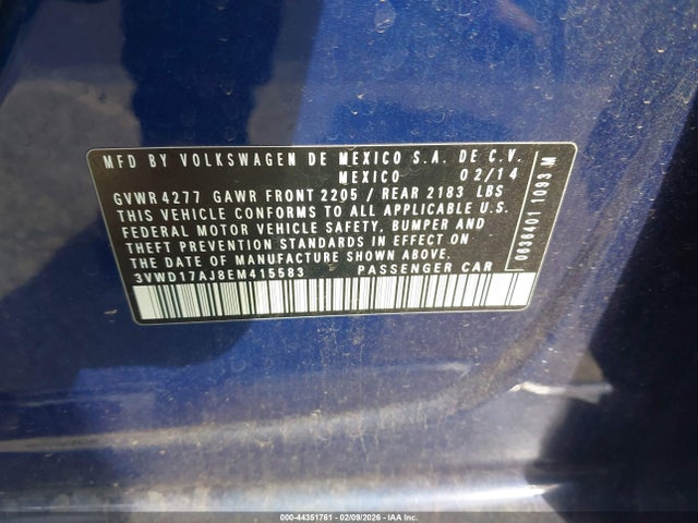 2014 VOLKSWAGEN JETTA 3VWD17AJ8EM415583 Photo 8