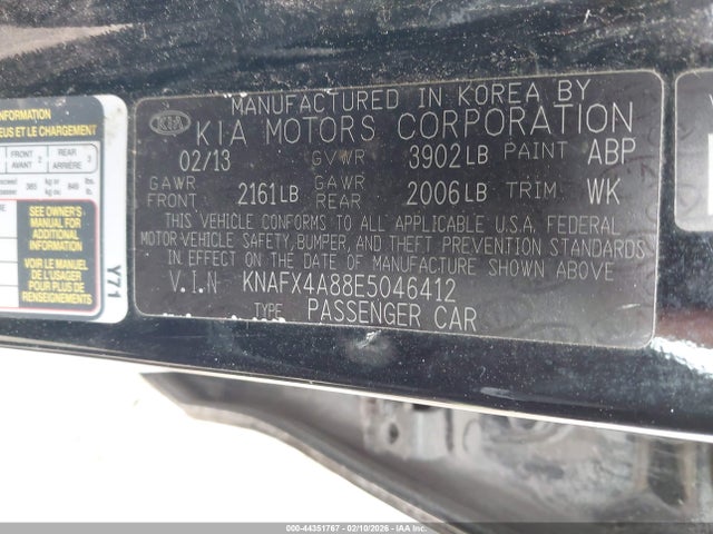 KNAFX4A88E5046412 KIA FORTE EX