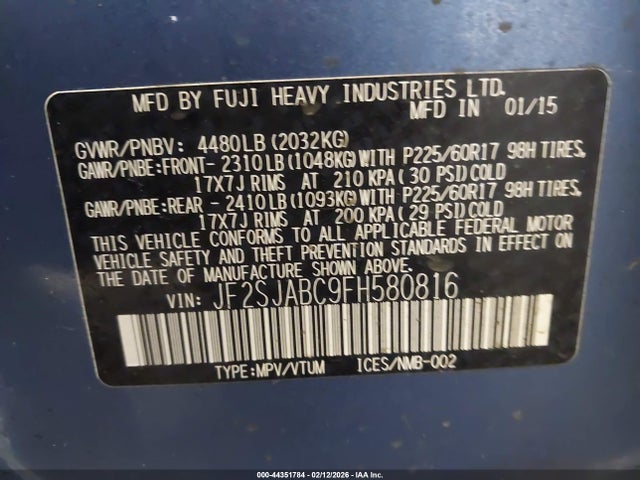 JF2SJABC9FH580816 Subaru Forester 2.5i