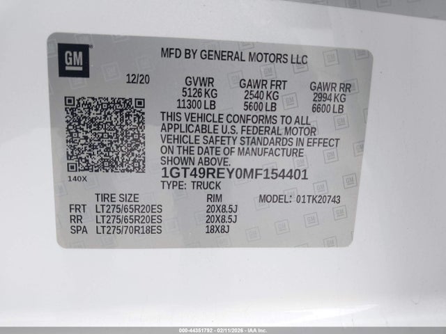 1GT49REY0MF154401 GMC Sierra 2500hd 4wd Standard Bed Denali