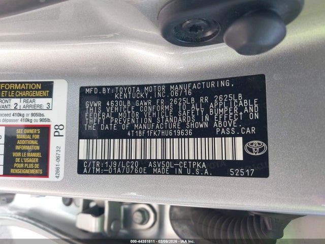 Toyota CAMRY XSE 2017 4T1BF1FK7HU619636 Image 9