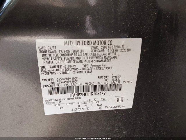 1FAHP2F81HG108479 Ford Taurus Limited