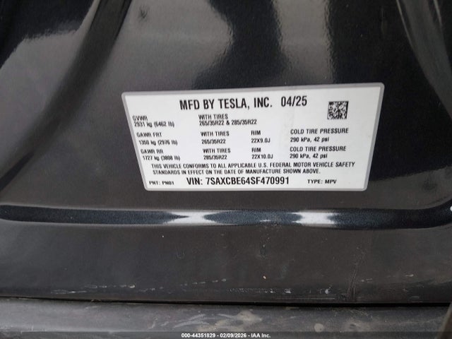 7SAXCBE64SF470991 Tesla Model X Plaid