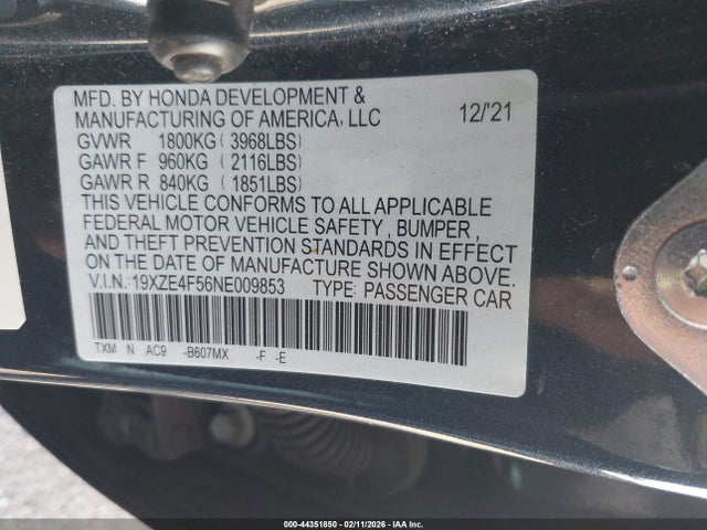 Honda INSIGHT EX 2022 19XZE4F56NE009853 Image 9