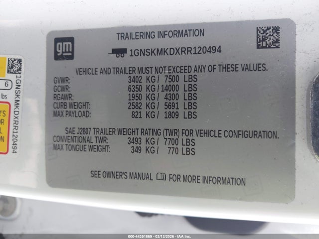 Продаж на аукціоні авто 2024 Chevrolet Tahoe 4wd Ls, vin: 1GNSKMKDXRR120494, номер лоту: 44351869