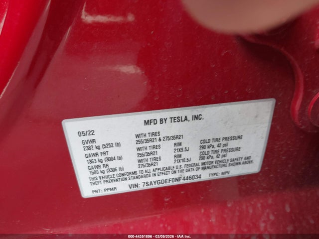 2022 TESLA MODEL Y 7SAYGDEF0NF446034 Photo 8