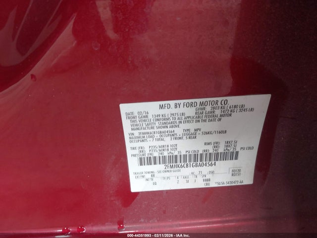 Ford FLEX SEL 2016 2FMHK6C81GBA04564 Image 9