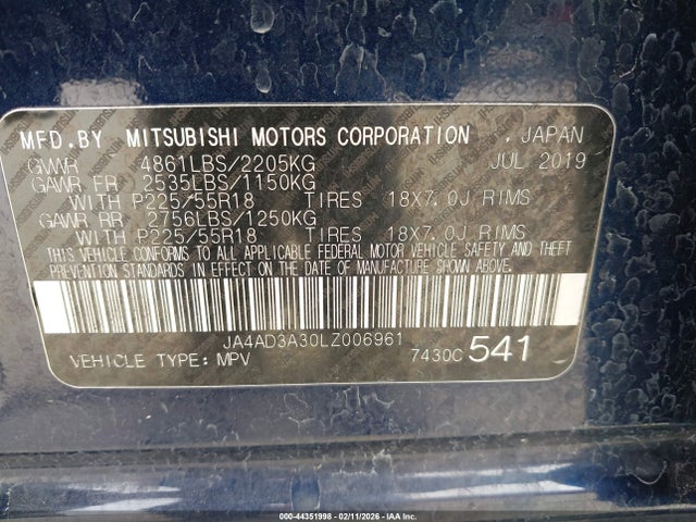 Mitsubishi Outlander Sel 2.4 2020 JA4AD3A30LZ006961 Image 9