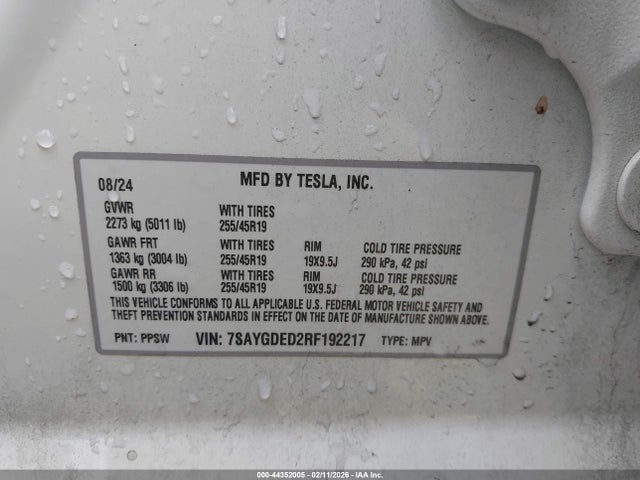 2024 TESLA MODEL Y 7SAYGDED2RF192217 Photo 8