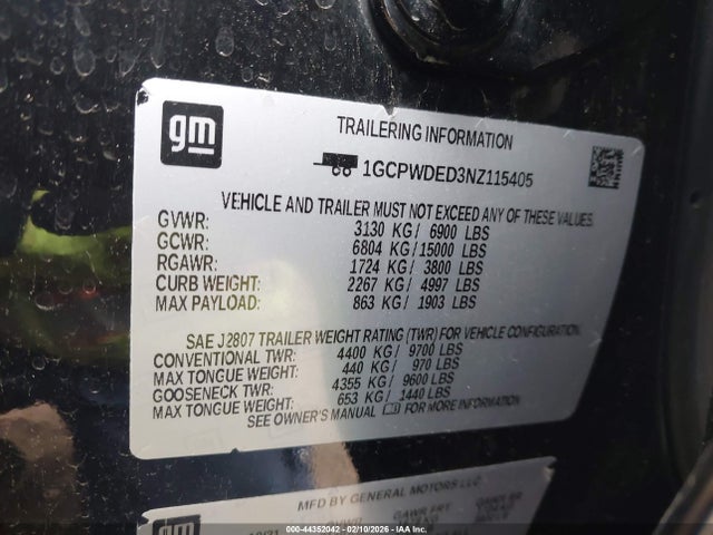 1GCPWDED3NZ115405 Chevrolet Silverado 1500 Ltd 2wd Short Bed Rst