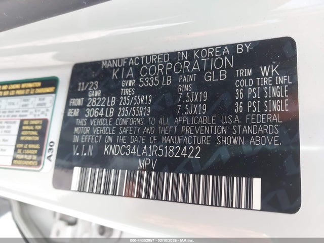 KNDC34LA1R5182422 KIA Ev6 Wind