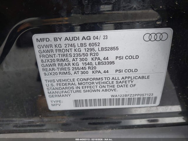 2023 AUDI Q4 SPORTBACK E-TRON WA122BFZ2PP057123 Photo 8