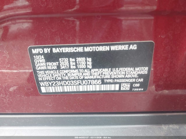 BMW I4 Gran Coupe Edrive40 2025 WBY23HD03SFU07866 Image 9