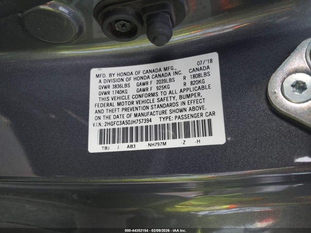 Honda CIVIC SI 2018 2HGFC3A50JH757394 Image 9