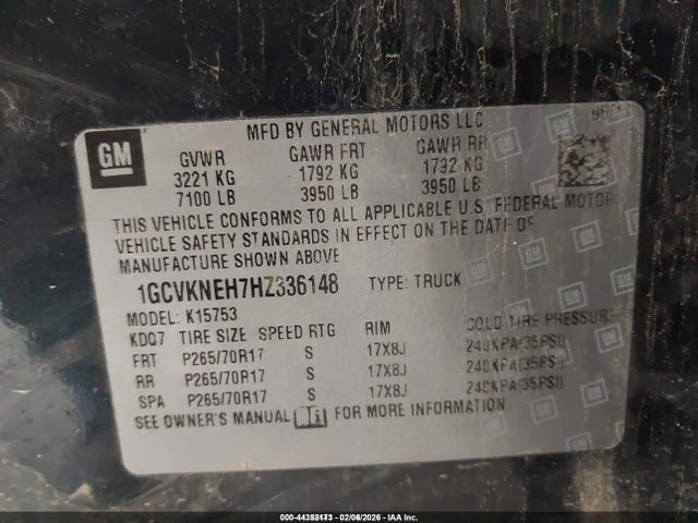 1GCVKNEH7HZ336148 Chevrolet Silverado 1500 Wt