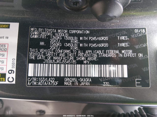 JTEBU5JR0J5545185 Toyota 4runner Limited