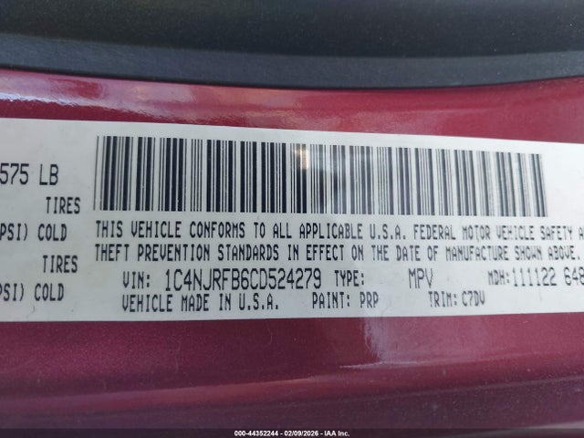 2012 JEEP PATRIOT 1C4NJRFB6CD524279 Photo 8