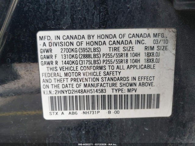 2010 ACURA MDX 2HNYD2H48AH514583 Photo 8