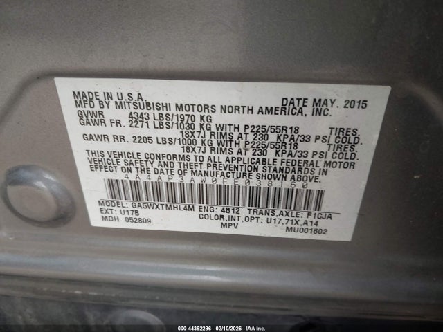 2015 MITSUBISHI OUTLANDER SPORT 4A4AP3AW0FE038160 Photo 8