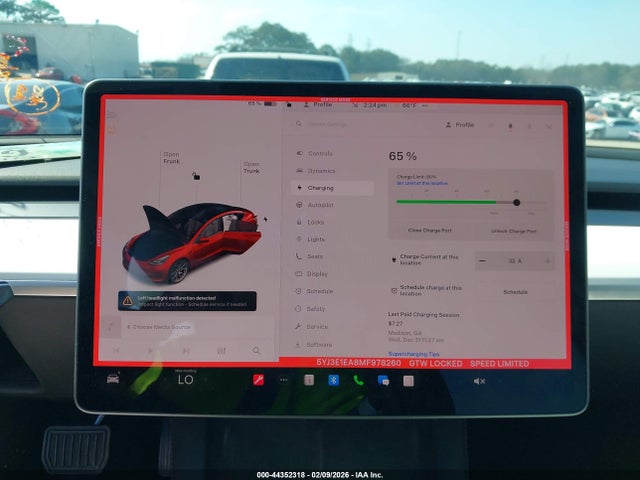 44352318 :رقم المزاد ، 5YJ3E1EA8MF978260 vin ، 2021 Tesla Model 3 Standard Range Plus Rear-wheel Drive مزاد بيع