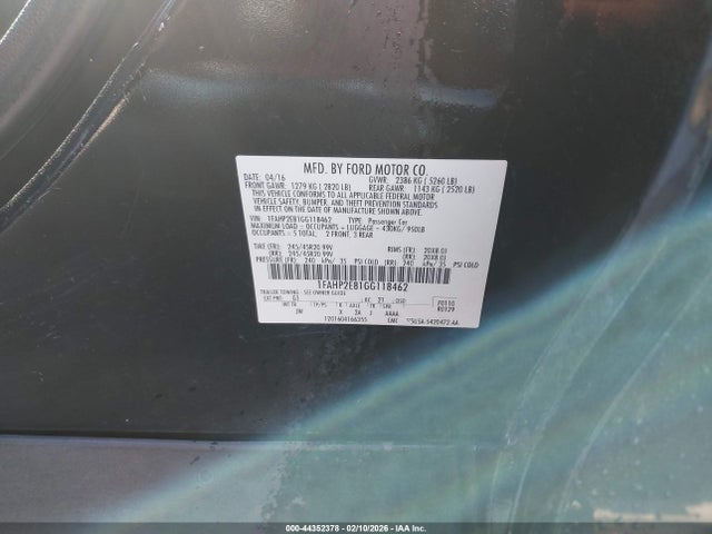 1FAHP2E81GG118462 Ford TAURUS SEL