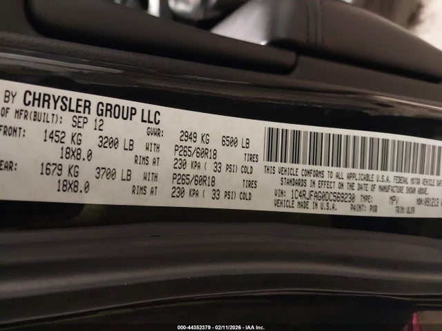 Продажа на аукционе авто 2013 Jeep Grand Cherokee Laredo, vin: 1C4RJFAG0DC569230, номер лота: 44352379