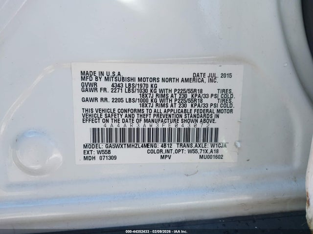 2015 MITSUBISHI OUTLANDER SPORT 4A4AR3AW3FE043072 Photo 8