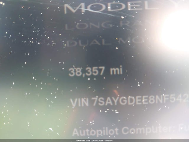 7SAYGDEE8NF542260 Tesla Model Y Long Range Dual Motor All-wheel Drive