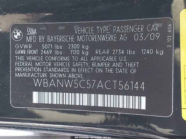 2010 BMW 550I WBANW5C57ACT56144 Photo 8