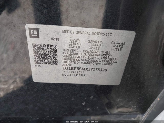 1G1BF5SMXJ7175328 Chevrolet Cruze Premier Auto