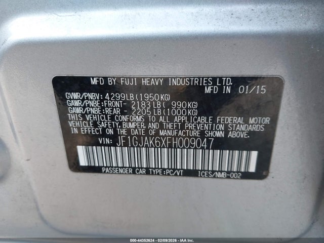 Продажа на аукционе авто 2015 Subaru Impreza 2.0i Premium, vin: JF1GJAK6XFH009047, номер лота: 44352624