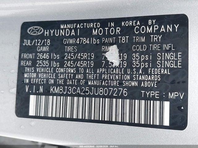 Hyundai Tucson Limited 2018 KM8J3CA25JU807276 Image 9