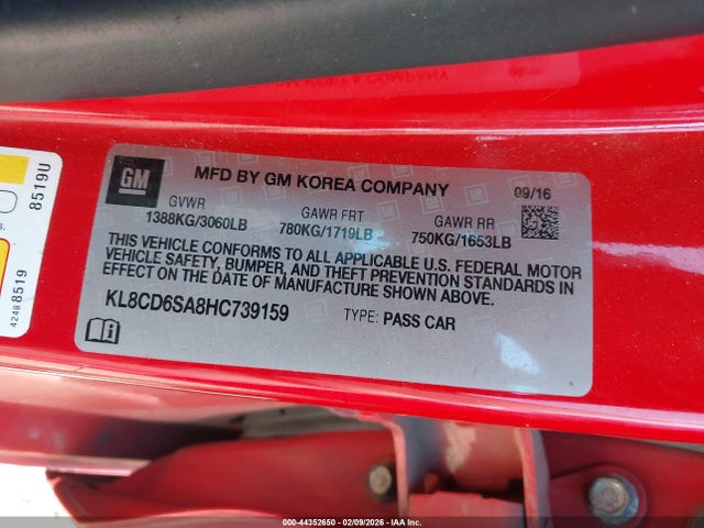 Chevrolet Spark 1lt Cvt 2017 KL8CD6SA8HC739159 Image 9