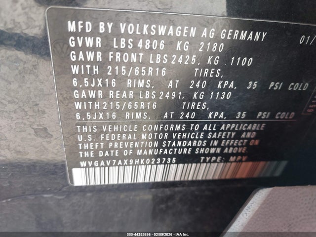 2017 VOLKSWAGEN TIGUAN WVGAV7AX9HK023735 Photo 8