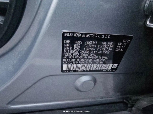 2021 HONDA HR-V 3CZRU6H31MM721356 Photo 8