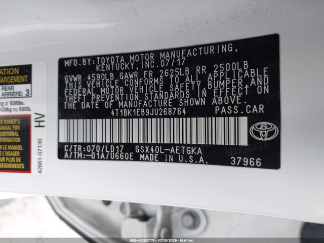 4T1BK1EB9JU268764 Toyota AVALON XLE