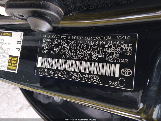 JTDKN3DU2F0414284 Toyota Prius Two
