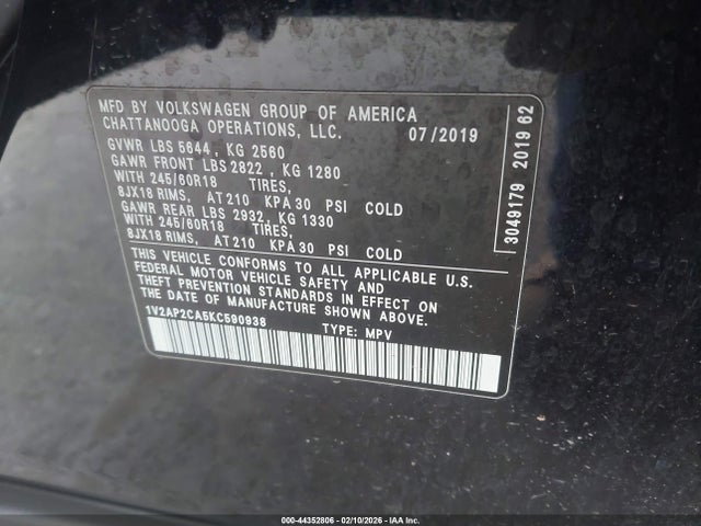 2019 VOLKSWAGEN ATLAS 1V2AP2CA5KC590938 Photo 8